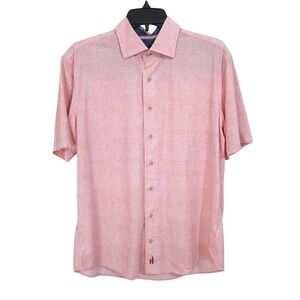Johnnie-O Marsten Top Shelf Short Sleeve Button Down Shirt Medium Nantucket Pink